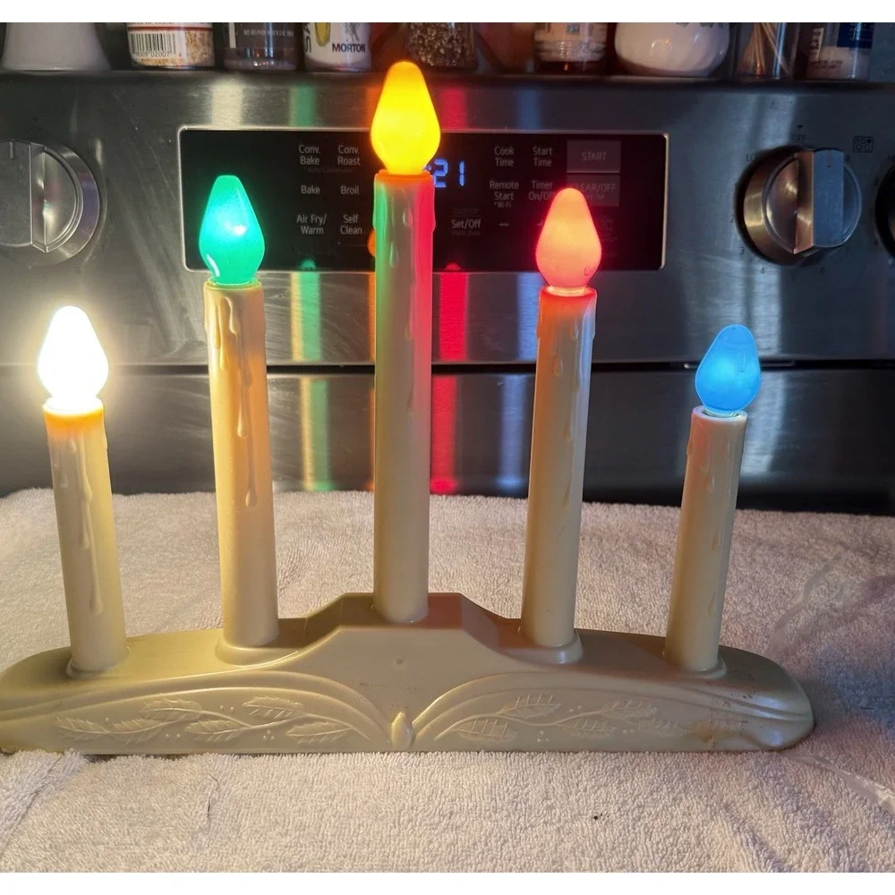 Vintage Christmas Candle 5 Light Candolier‎ Candelabra Electric